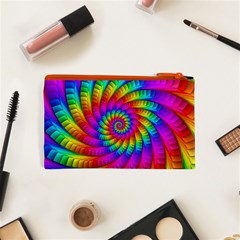 Psychedelic Fractal Rainbow Spiral  Cosmetic Bag (XS) from ArtsNow.com Back