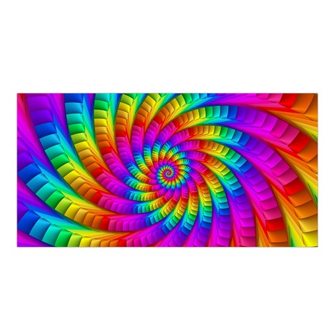 Psychedelic Fractal Rainbow Spiral  Satin Shawl from ArtsNow.com Front