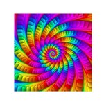 Psychedelic Fractal Rainbow Spiral  Small Satin Scarf (Square)