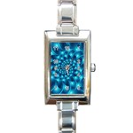 Glossy Light Blue Spiral Fractal Rectangle Italian Charm Watch