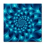 Glossy Light Blue Spiral Fractal Tile Coaster