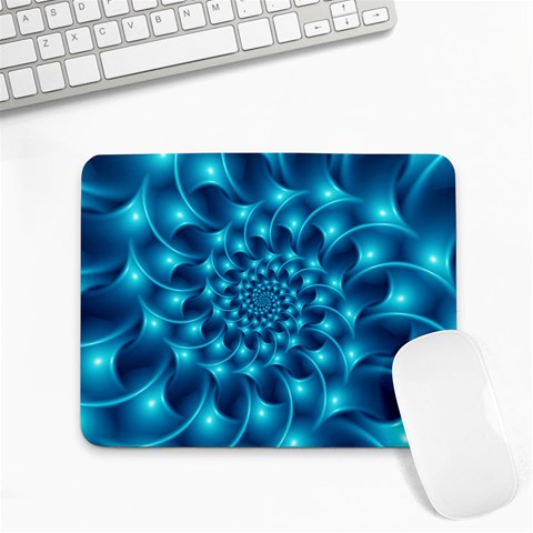 Glossy Light Blue Spiral Fractal Small Mousepad from ArtsNow.com Front