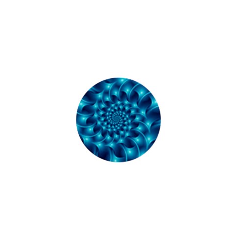 Glossy Light Blue Spiral Fractal 1  Mini Button from ArtsNow.com Front