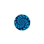 Glossy Light Blue Spiral Fractal 1  Mini Button