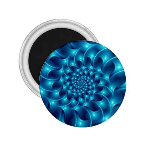 Glossy Light Blue Spiral Fractal 2.25  Magnet from ArtsNow.com Front