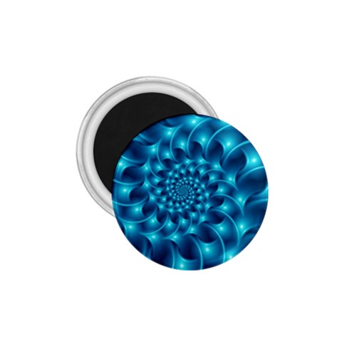 Glossy Light Blue Spiral Fractal 1.75  Magnet from ArtsNow.com Front