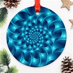 Glossy Light Blue Spiral Fractal Ornament (Round)