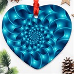 Glossy Light Blue Spiral Fractal Ornament (Heart)