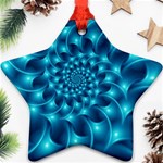 Glossy Light Blue Spiral Fractal Ornament (Star)