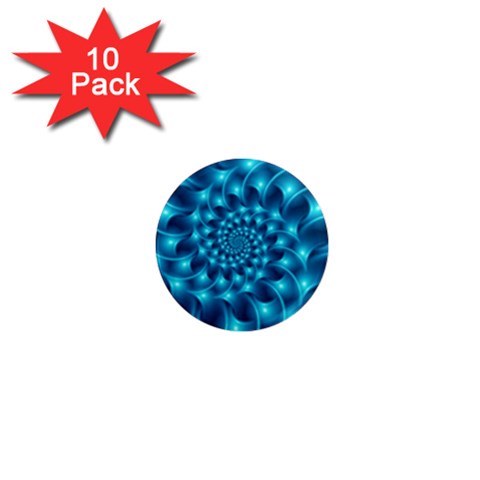 Glossy Light Blue Spiral Fractal 1  Mini Magnet (10 pack)  from ArtsNow.com Front