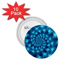 Glossy Light Blue Spiral Fractal 1.75  Button (10 pack) 