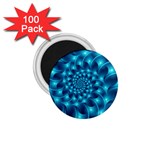 Glossy Light Blue Spiral Fractal 1.75  Magnet (100 pack) 