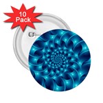 Glossy Light Blue Spiral Fractal 2.25  Button (10 pack)