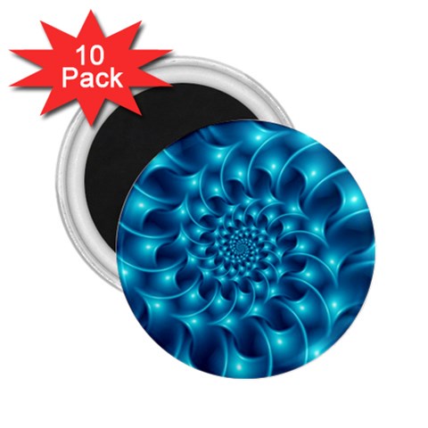 Glossy Light Blue Spiral Fractal 2.25  Magnet (10 pack) from ArtsNow.com Front