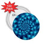 Glossy Light Blue Spiral Fractal 2.25  Button (100 pack)