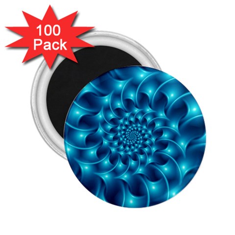 Glossy Light Blue Spiral Fractal 2.25  Magnet (100 pack)  from ArtsNow.com Front