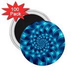 Glossy Light Blue Spiral Fractal 2.25  Magnet (100 pack) 