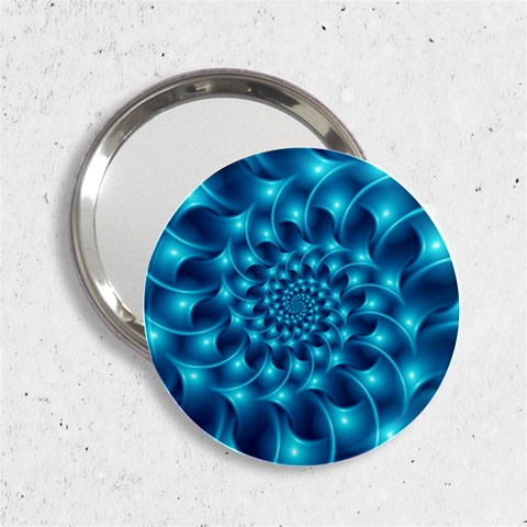 Glossy Light Blue Spiral Fractal 2.25  Handbag Mirror from ArtsNow.com Front