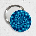 Glossy Light Blue Spiral Fractal 2.25  Handbag Mirror