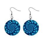 Glossy Light Blue Spiral Fractal 1  Button Earrings