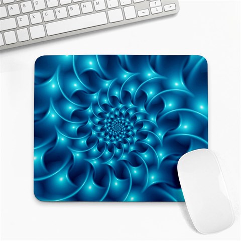 Glossy Light Blue Spiral Fractal Large Mousepad from ArtsNow.com Front