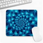 Glossy Light Blue Spiral Fractal Large Mousepad