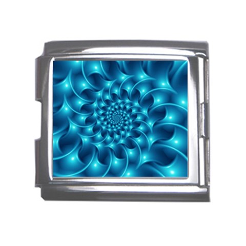 Glossy Light Blue Spiral Fractal Mega Link Italian Charm (18mm) from ArtsNow.com Front