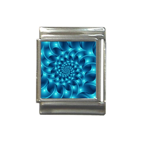 Glossy Light Blue Spiral Fractal Italian Charm (13mm) from ArtsNow.com Front