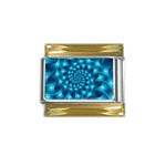 Glossy Light Blue Spiral Fractal Gold Trim Italian Charm (9mm)