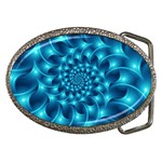 Glossy Light Blue Spiral Fractal Belt Buckle