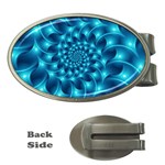 Glossy Light Blue Spiral Fractal Money Clip (Oval)