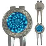 Glossy Light Blue Spiral Fractal 3-in-1 Golf Divot