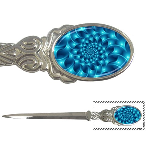 Glossy Light Blue Spiral Fractal Letter Opener from ArtsNow.com Front