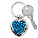 Glossy Light Blue Spiral Fractal Key Chain (Heart)