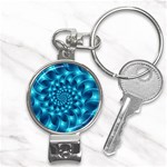 Glossy Light Blue Spiral Fractal Nail Clippers Key Chain