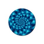 Glossy Light Blue Spiral Fractal Rubber Coaster (Round)