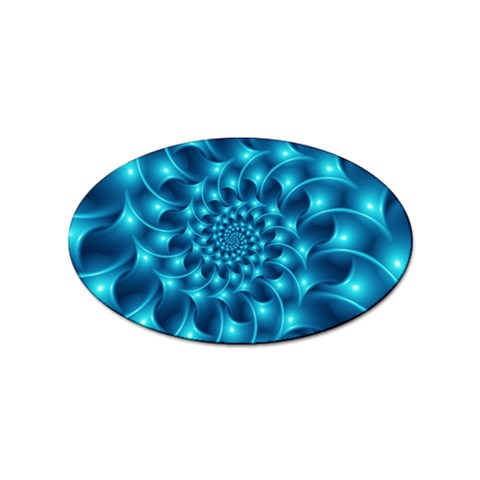 Glossy Light Blue Spiral Fractal Sticker (Oval) from ArtsNow.com Front