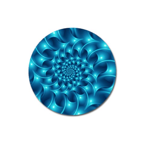 Glossy Light Blue Spiral Fractal Magnet 3  (Round) from ArtsNow.com Front