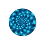 Glossy Light Blue Spiral Fractal Magnet 3  (Round)