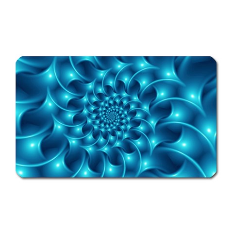 Glossy Light Blue Spiral Fractal Magnet (Rectangular) from ArtsNow.com Front