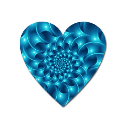 Glossy Light Blue Spiral Fractal Magnet (Heart) from ArtsNow.com Front