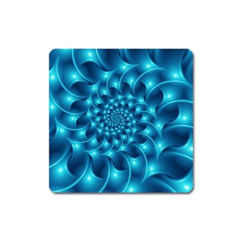 Glossy Light Blue Spiral Fractal Magnet (Square) from ArtsNow.com Front