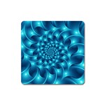 Glossy Light Blue Spiral Fractal Magnet (Square)