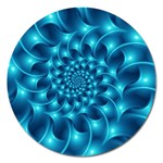 Glossy Light Blue Spiral Fractal Magnet 5  (Round)