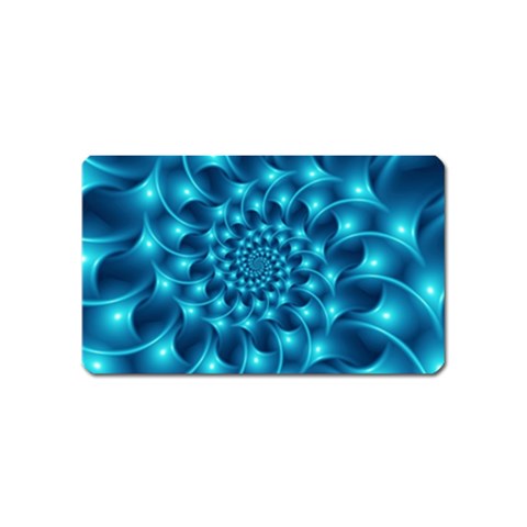 Glossy Light Blue Spiral Fractal Magnet (Name Card) from ArtsNow.com Front