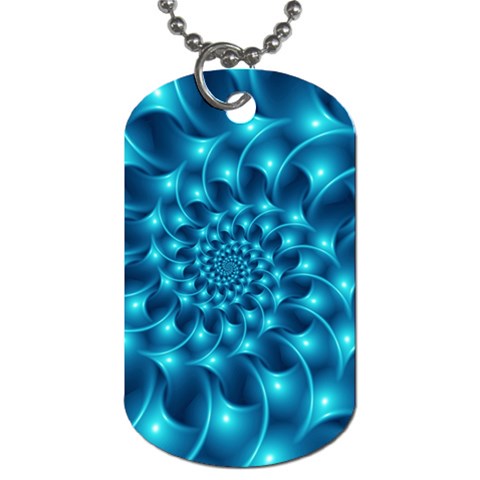 Glossy Light Blue Spiral Fractal Dog Tag (One Side) from ArtsNow.com Front