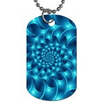 Glossy Light Blue Spiral Fractal Dog Tag (One Side)