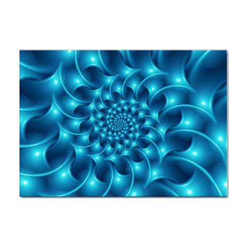 Glossy Light Blue Spiral Fractal Sticker A4 (10 pack) from ArtsNow.com Front