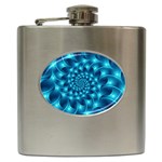 Glossy Light Blue Spiral Fractal Hip Flask (6 oz)