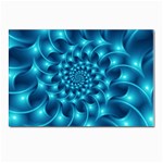 Glossy Light Blue Spiral Fractal Postcard 4  x 6 